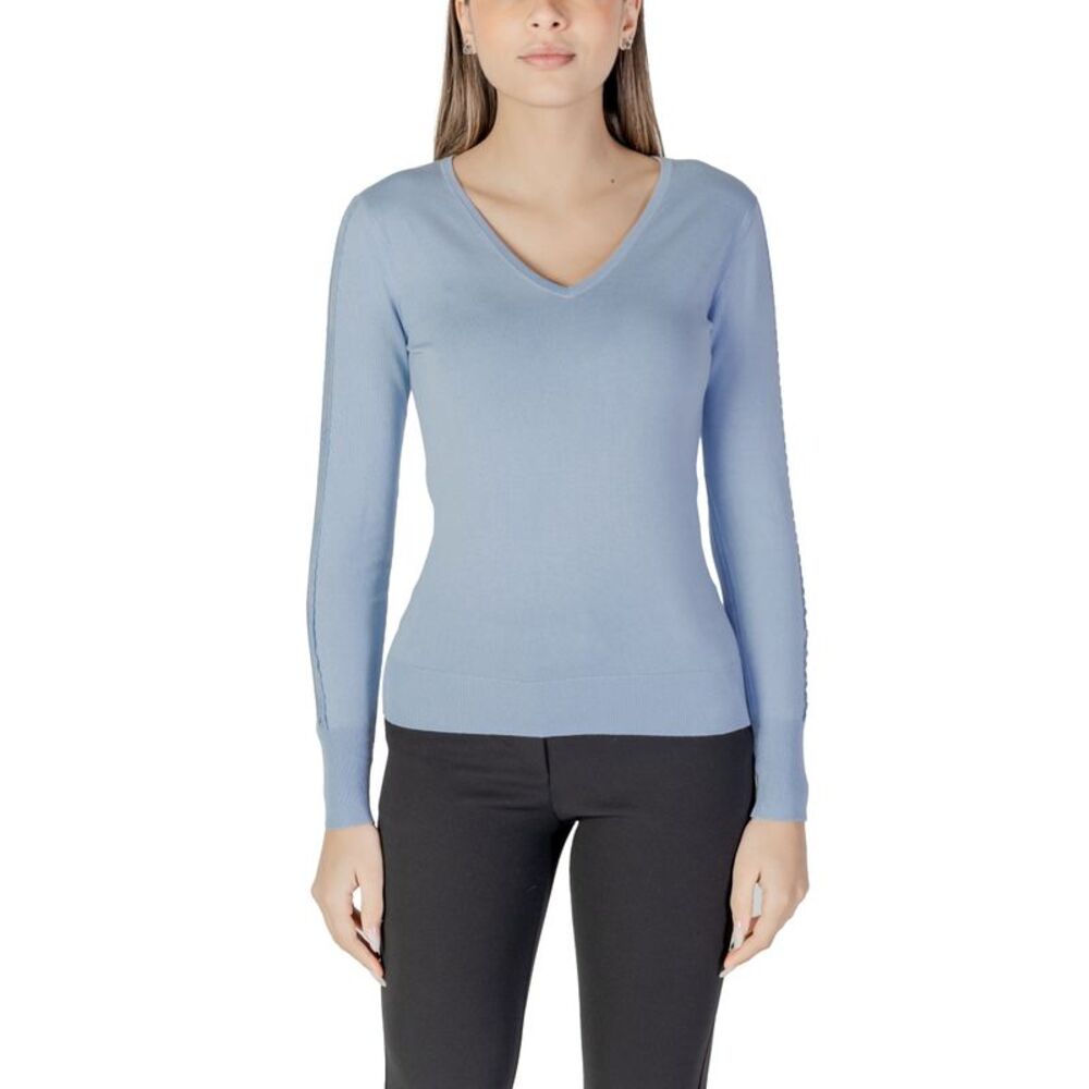 Morgan De Toi VNeck Knit Sweater Long Sleeve Women blue Knitwear